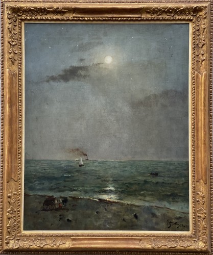 Alfred Stevens (1823 – 1906) - Clair de lune sur la mer
