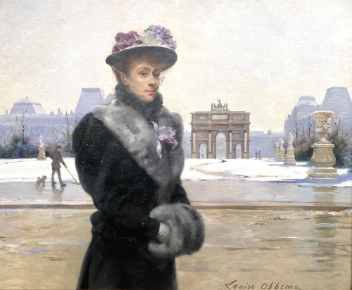 Louise Abbéma (1853 – 1927) - Lady in Paris on a Winter Day - Paintings & Drawings Style Art nouveau