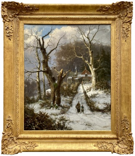 Hendrik Barend Koekkoek (1849 – 1909) - 'Figures strolling through a forest