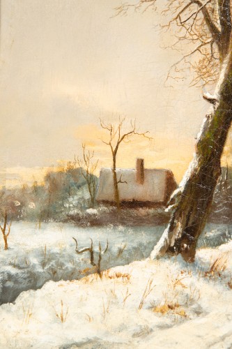  - Franciscus Van Gulik (1841 - 1899) - Promenade le long du paysage enneigé