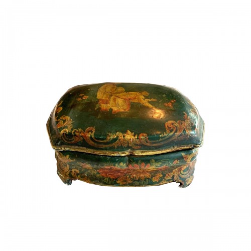 A Venetian polychrome painted box, mid XVIII Century