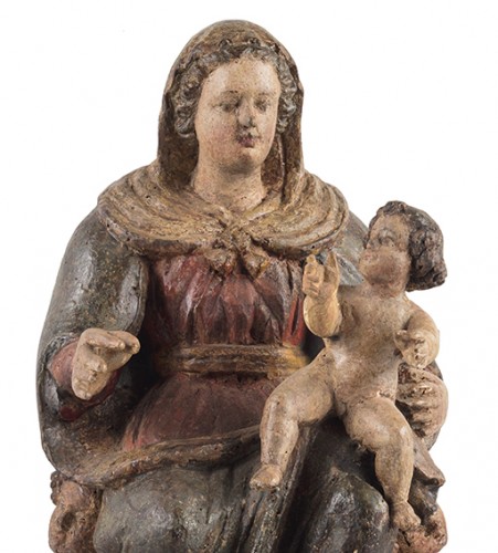 Virgin and Child figure, Lombardy 18th century - Sculpture Style Louis XIV