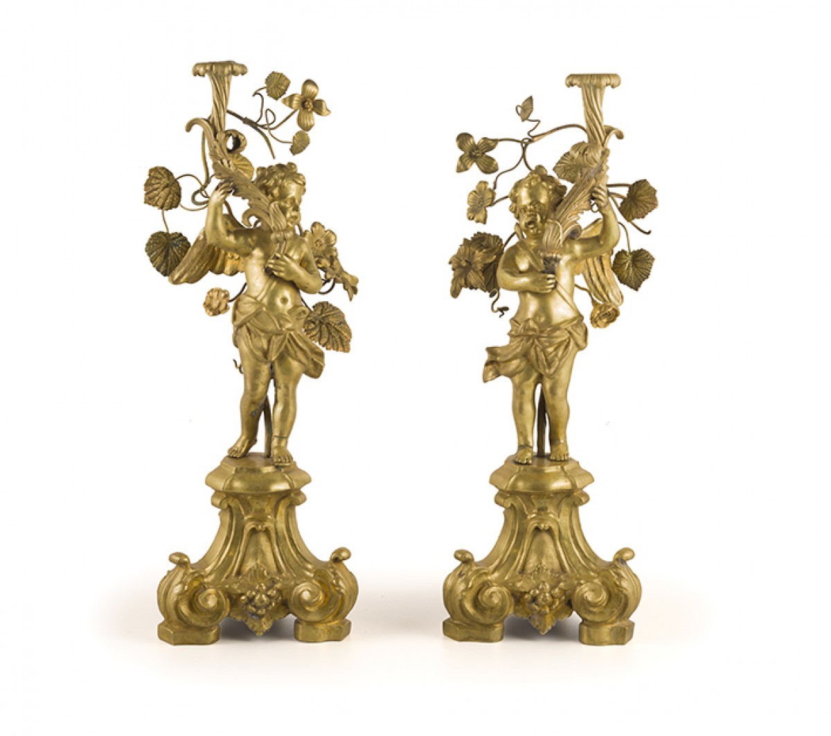 Pair of bronze candlesticks, Rome first half 18th century - Ref.80792