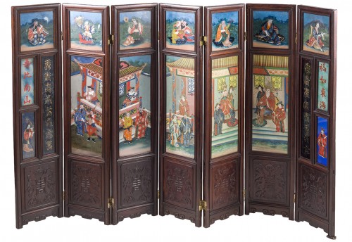 Small seven panels screen, China 19th Century