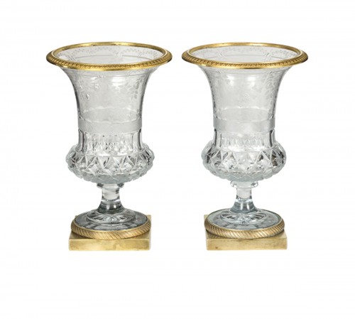 Pair of crystal cut Medicis vases , Early 19th Century