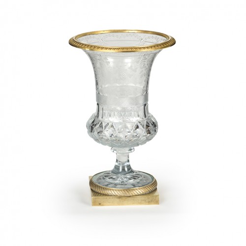 Verrerie, Cristallerie  - Paire de Vases Medicis en cristal, Charles X