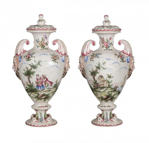 Pair of 19th Century earthenware potiches