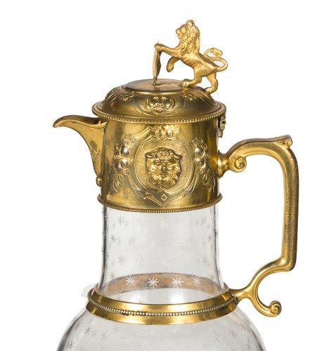 Paire de carafes en cristal et bronze doré Angleterre XIXe siècle - Verrerie, Cristallerie Style Restauration - Charles X