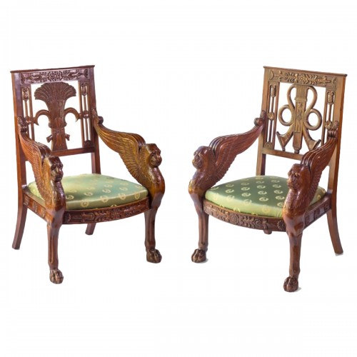 Pair of mahogany armchairs end of the 20th Century