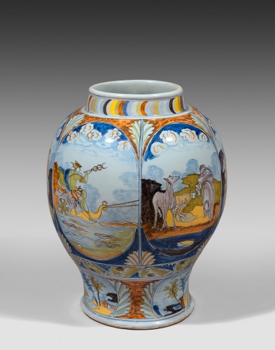 Grand vase balustre décoré "à la palette" - Céramiques, Porcelaines Style 
