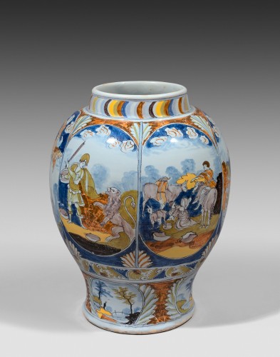 A large vase with a polychrome &quot;à la palette&quot; decor - 