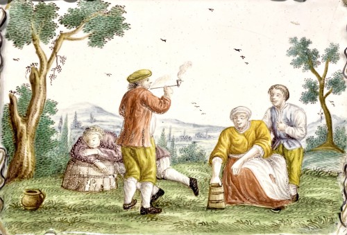 Paire de plaques en faïence de Künersberg - Céramiques, Porcelaines Style 