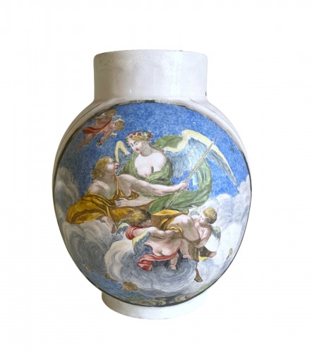 Vase globulaire à décor hausmaler d'Aurore et Céphale attribué à Nuremberg