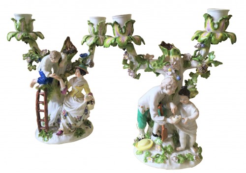 A pair of Meissen candelabras