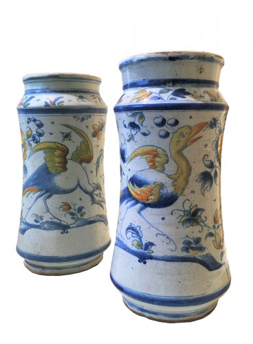 Two Muel faience albarelles