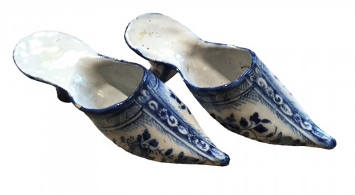 A pair of Delft faience shoes