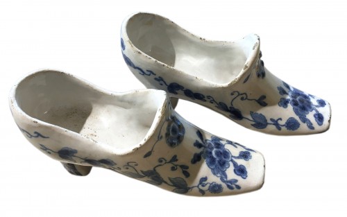 A pair of German faience shoes