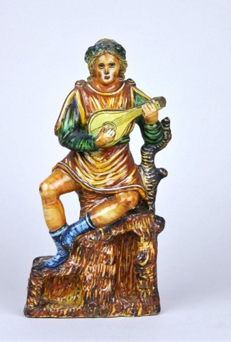 Céramiques, Porcelaines  - Statuette en majolique d'Urbino
