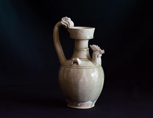 BC to 10th century - White-glazed double chicken-head ewer, Tang Dynasty, China