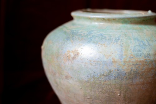 Jarre En Terre Cuite à Glaçure Vert Argenté Dynastie De Han (206 BC-220 AD), Chine - Archéologie Style 