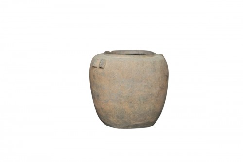Earthenware Jar With Surface Impression Warring Sates (475-221 Bc), China
