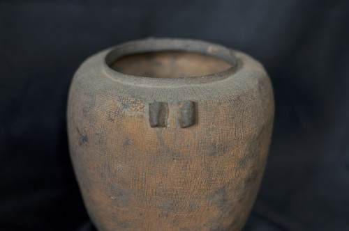Earthenware Jar With Surface Impression Warring Sates (475-221 Bc), China - 