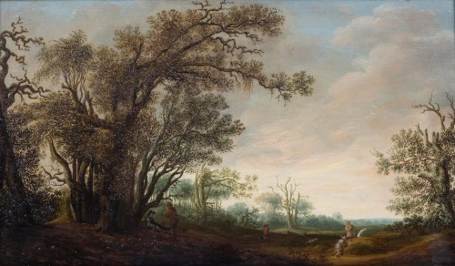 Jacob van Mosscher (c.1605 -1650) Paysage boisé - Tableaux et dessins Style Louis XIII