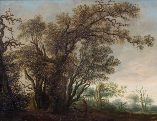 Tableaux et dessins Tableaux XVIIe siècle - Jacob van Mosscher (c.1605 -1650) Paysage boisé