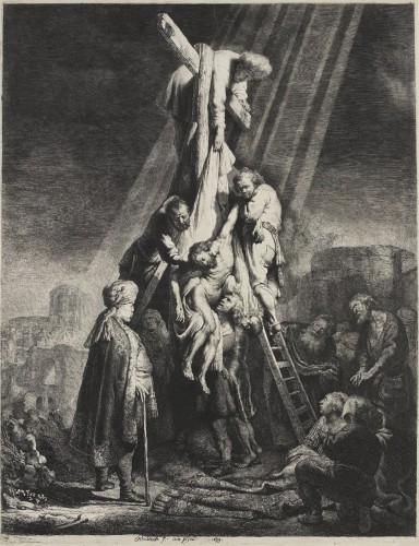 Antiquités - The Descent from the Cross, Rembrandt School, circa 1640-1650 