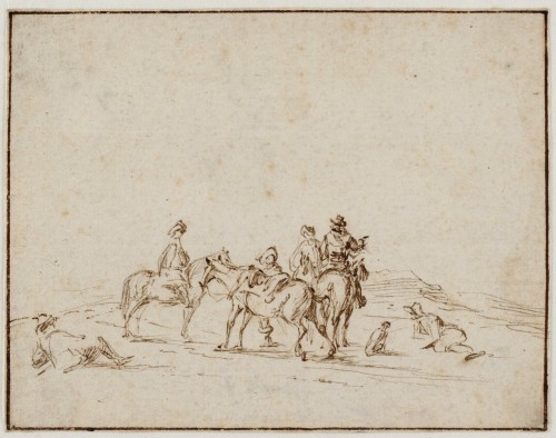 Antiquités - Nicolaes van Lijnhoven (c.1610–1702) Paysage avec voyageurs