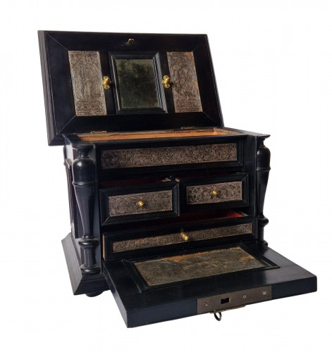 Ebony Table Cabinet With Silver Foil Interior Antwerp c.1650