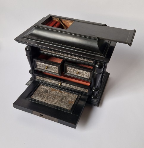 Ebony Table Cabinet With Silver Foil Interior Antwerp c.1650 - Furniture Style Louis XIV