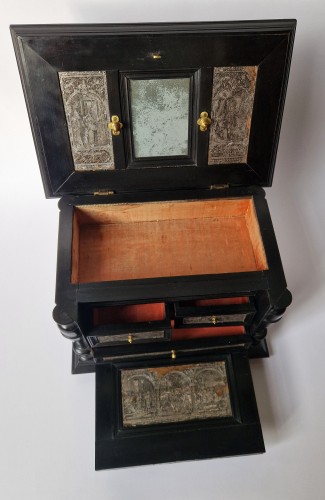 Furniture  - Ebony Table Cabinet With Silver Foil Interior Antwerp c.1650