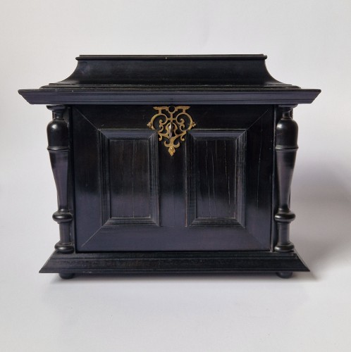 Ebony Table Cabinet With Silver Foil Interior Antwerp c.1650 - Louis XIV