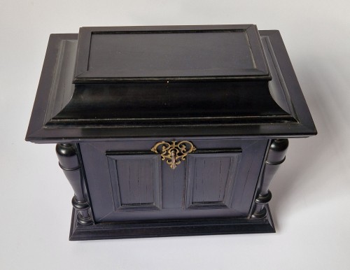 Louis XIV - Ebony Table Cabinet With Silver Foil Interior Antwerp c.1650