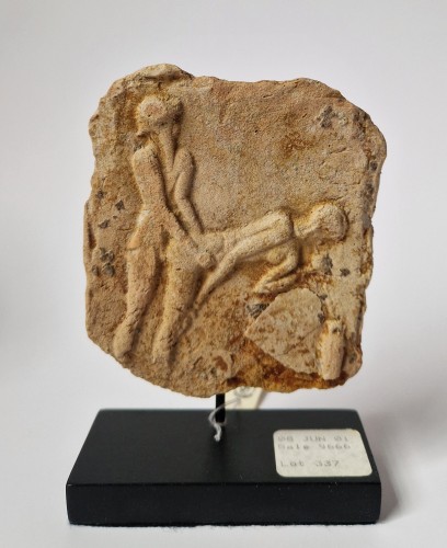 Babylonian Terracotta Tablet with Erotic Scene, 2100 BCE - 1600 BCE   - Ancient Art Style 