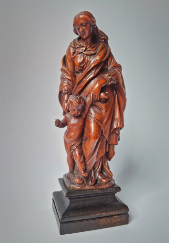 Flemish 17th-c Sculpture Nicolaes Van Der Veken (1637–1704) Virgin &amp; Child - Sculpture Style Louis XIII