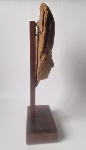 Ancient Art  - Egyptian Mummy Mask Polychromed Wood Late Dynastic Period Circa 700-300 BC