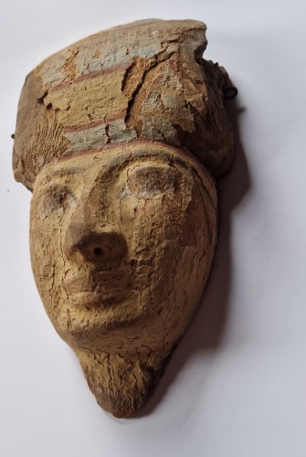  - Egyptian Mummy Mask Polychromed Wood Late Dynastic Period Circa 700-300 BC
