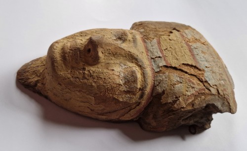 Antiquités - Egyptian Mummy Mask Polychromed Wood Late Dynastic Period Circa 700-300 BC