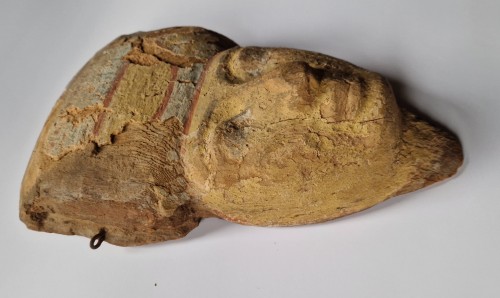 Antiquités - Egyptian Mummy Mask Polychromed Wood Late Dynastic Period Circa 700-300 BC