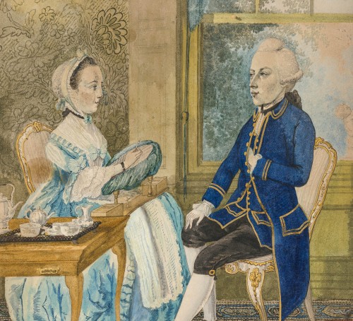 Portrait d'un couple par Isaac Lodewijk la Fargue van Nieuwland (1726–1805) - Tableaux et dessins Style Louis XVI