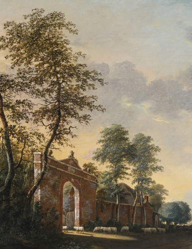 Tableaux et dessins Tableaux XVIIIe siècle - Voyageurs le long d'un chemin par Andries Vermeulen (1763–1814) daté 1790