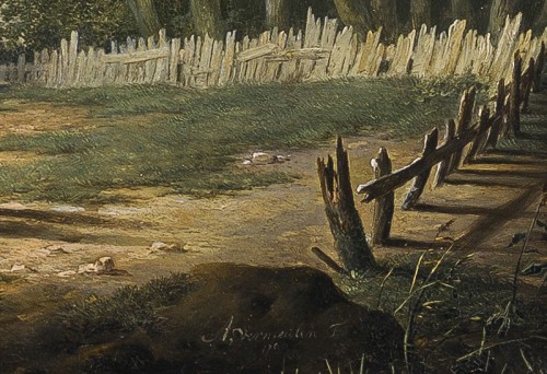 XVIIIe siècle - Voyageurs le long d'un chemin par Andries Vermeulen (1763–1814) daté 1790