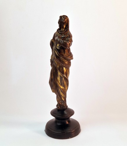 Statuette en bronze partiellement doré à la feuille Italie c.1600 La Vierge - Sculpture Style Renaissance