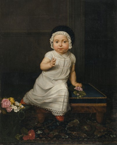 Portrait d'enfant, école française vers 1820 - Tableaux et dessins Style Empire
