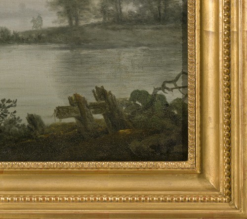 XVIIIe siècle - Paysage fluvial attribué à Louis-Gabriel Moreau (Paris 1740–1806)