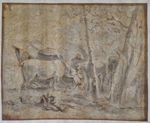 Antiquités - Chevaux au repos par Hendrick Verschuring (Gorkum 1627–1690)