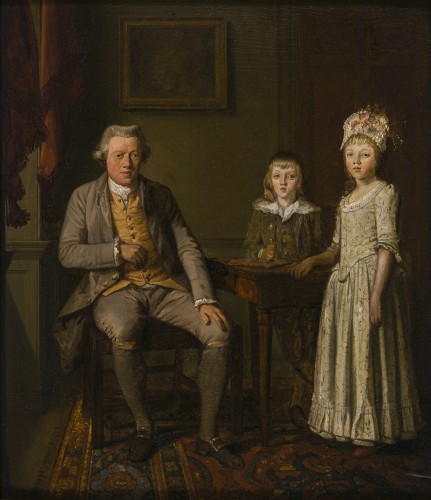 École anglaise vers 1775 - Portrait de famille "conversation" - Tableaux et dessins Style Louis XVI