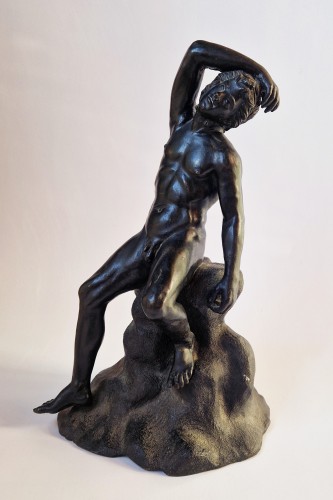 Faune Endormi Grand Tour XIXe siècle, signée Masulli - Sculpture Style Louis-Philippe